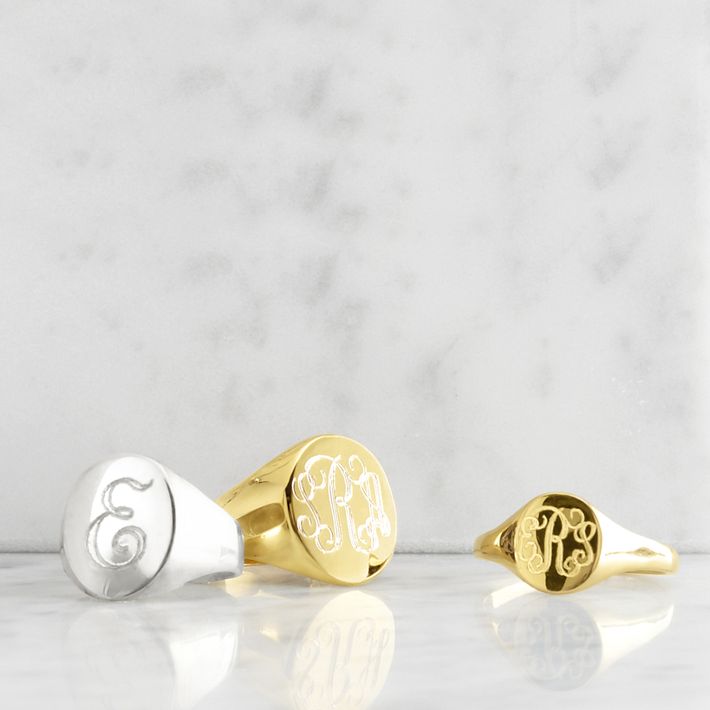 Solid Gold signet ring, Monogram ring