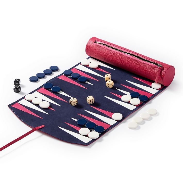 Personalized Leather Travel Backgammon Set Mark and Graham