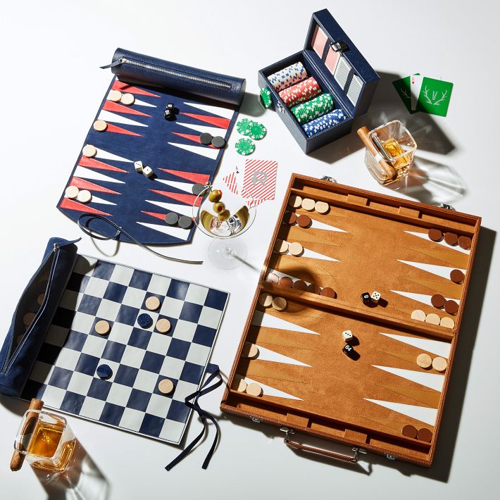 Personalized Leather Travel Backgammon Set