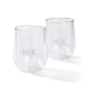 Initial Stemless Wine Glass Set