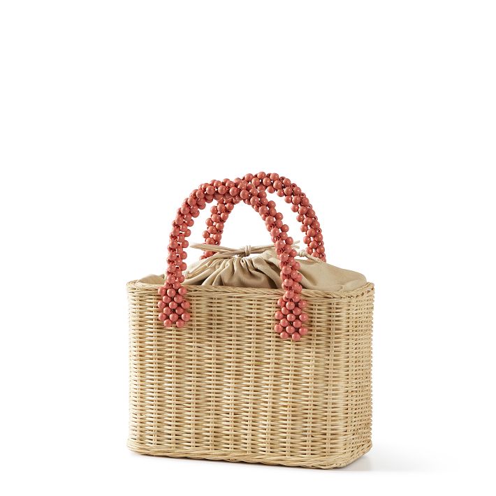 Rectangle Woven Handbag with Bowknot Wicker Trendy Concise Women Handbag  Collocation Accessory