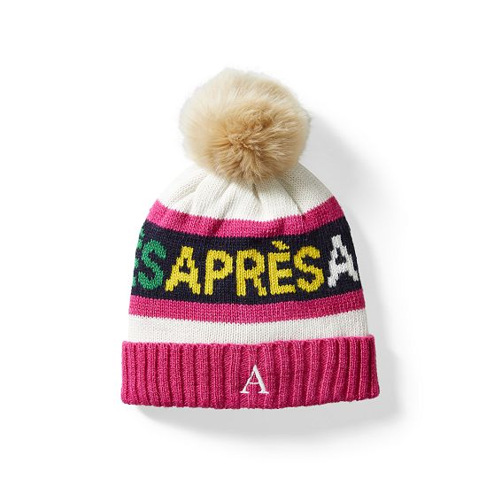 Kids Embroidered Ski Pom Pom Hat