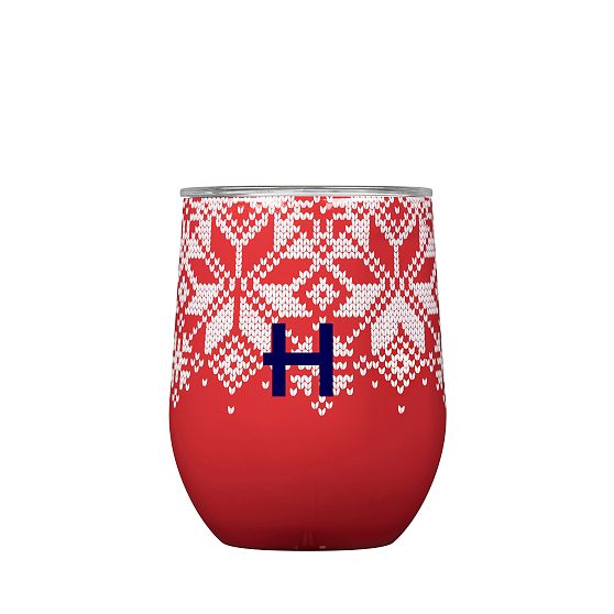 Corkcicle | Holiday Stemless Wine Cup | 12oz | Frosted Pines Rose Gold