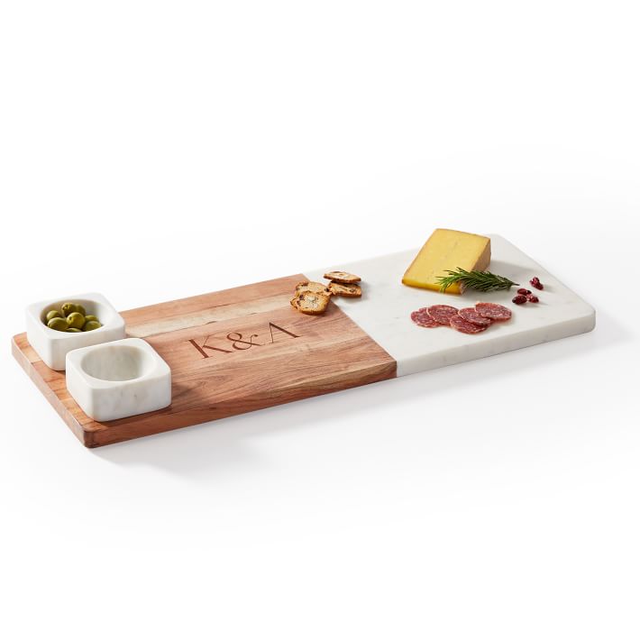 Personalized Marble Accented Pineapple Charcuterie Board