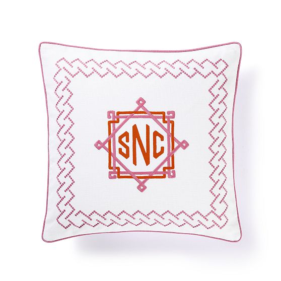 Large Monogram Applique Pillow Cover-embroidered