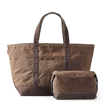 Waxed Canvas Tote and Pouch Set