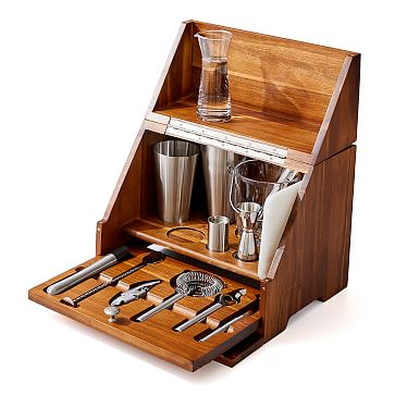 10 Piece Stainless Steel Travel Bar Set in Leather Case