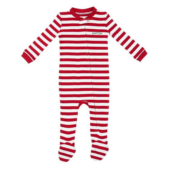 Red and White Striped Unisex Pyjamas