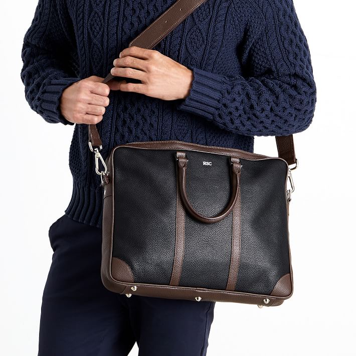 Personalized Italian Leather Briefcase | Monogrammed Work Bag | Mark ...