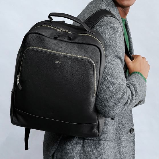 Harvey Mongorammed Leather Backpack | Mark and Graham