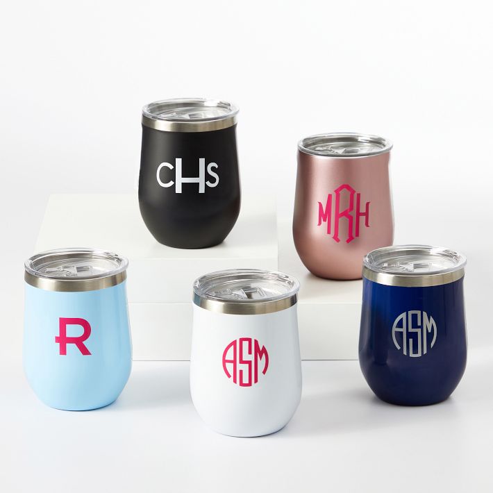 Monogrammed Decal Corkcicle Stemless Wine Cup