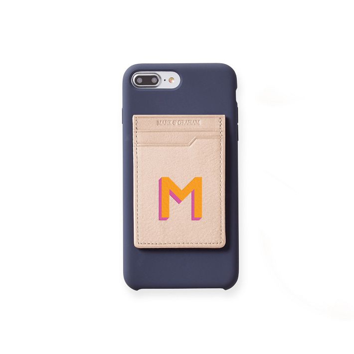 Luxury Monogram Insert Card Leather Phone Case with Hand Strap Holder