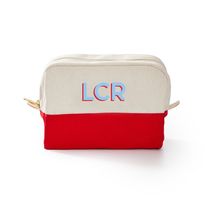 Embroidered Canvas Cosmetic Pouch