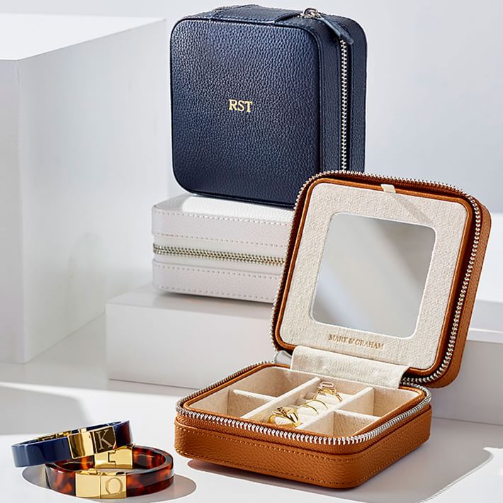 Rectangle Leather Travel Jewelry Case,Mini Jewellery Box,Portable