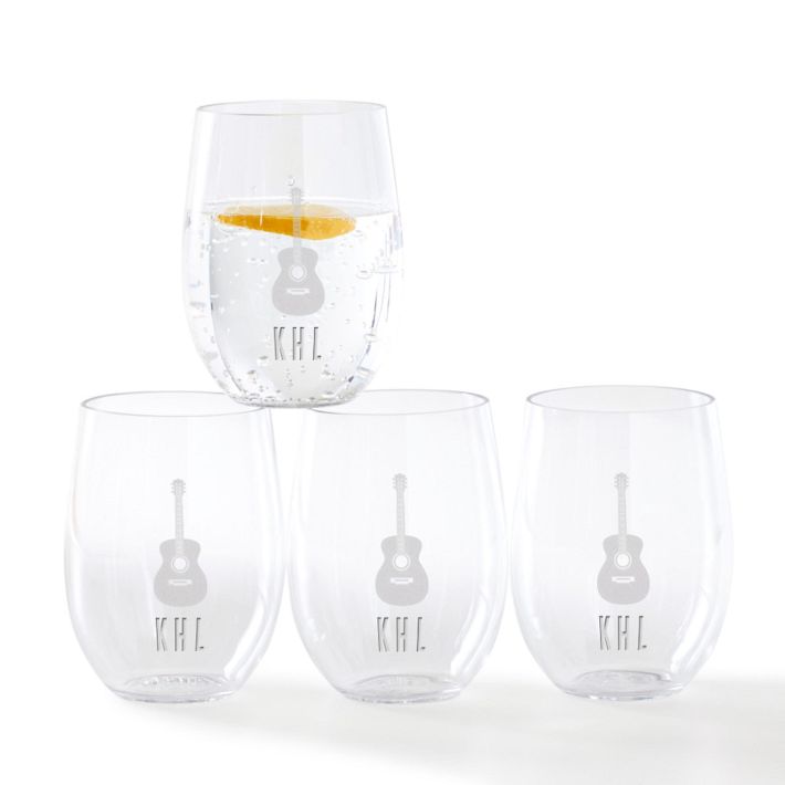 Glimmer Dot Acrylic Stemless Wine Glass Set Of 2