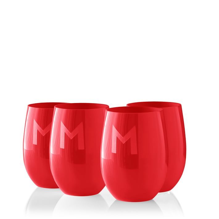 Monogrammed Acrylic Stemless Wine Glasses Set of 4 Mark and Graham