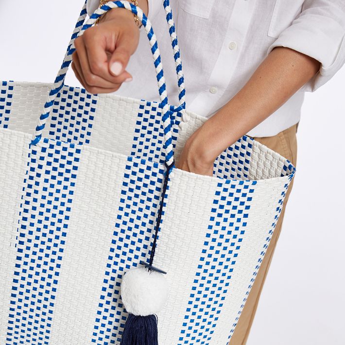 Blue and white online beach bag