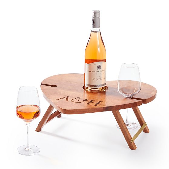 Picnic table with wine glass online holder