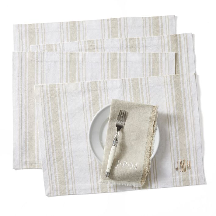 French Stripe Linen Napkin Set (Choose 4 or 6) (Ready to ship)