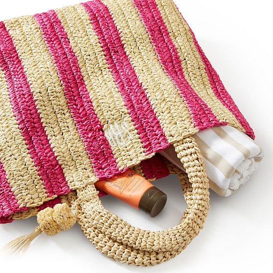 Cabana Stripe Bow Jelly Tote Bag W/ Phone Pouch