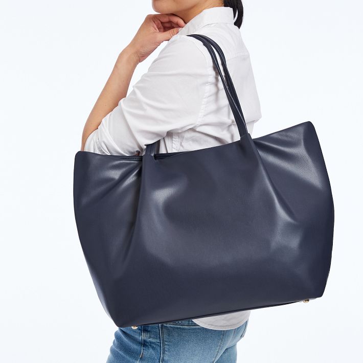 Vegan Leather Ruched Tote