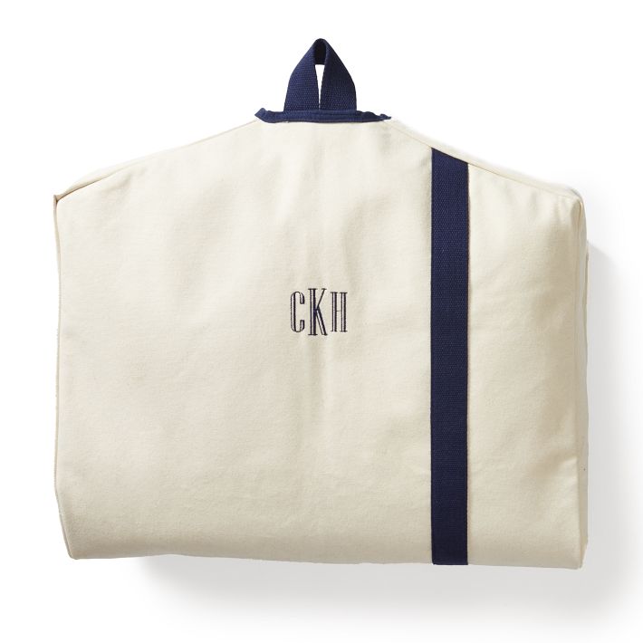 Canvas Garment Bag, Natural-Navy