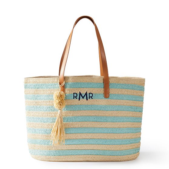 Custom straw hot sale beach bags