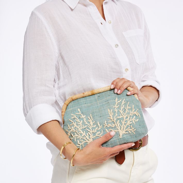 Embroidered Raffia Crossbody Bag Mark and Graham