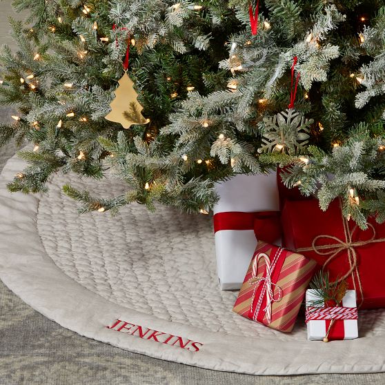 White linen hotsell christmas tree skirt