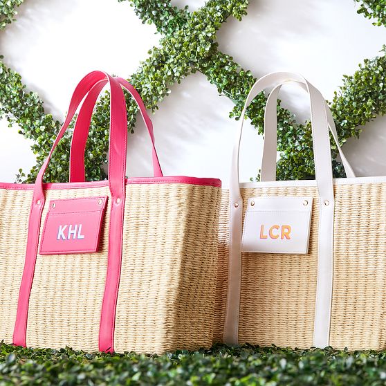 Monogrammed straw outlet tote