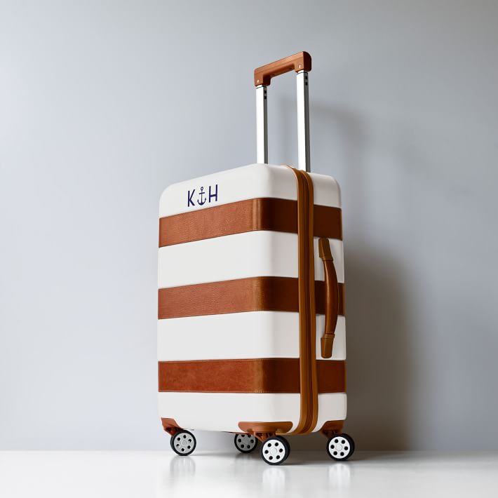 Striped Leather Carry-On Luggage