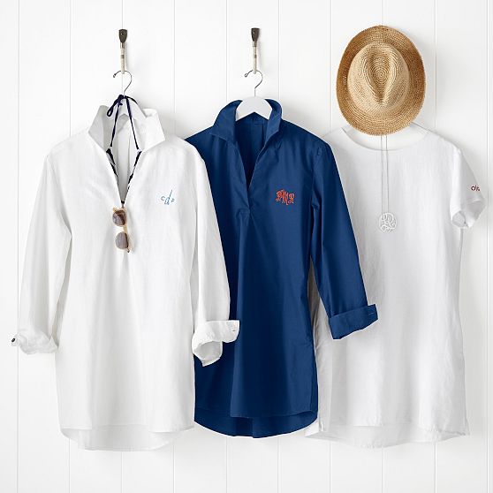 Monogrammed White Linen Tunic | Personalized Apparel | Mark and Graham