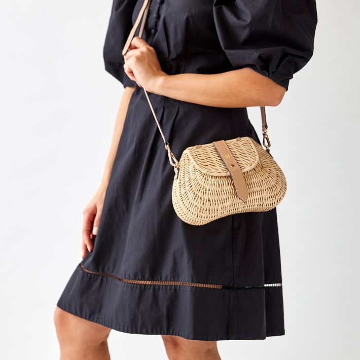 Wicker and Leather Crossbody