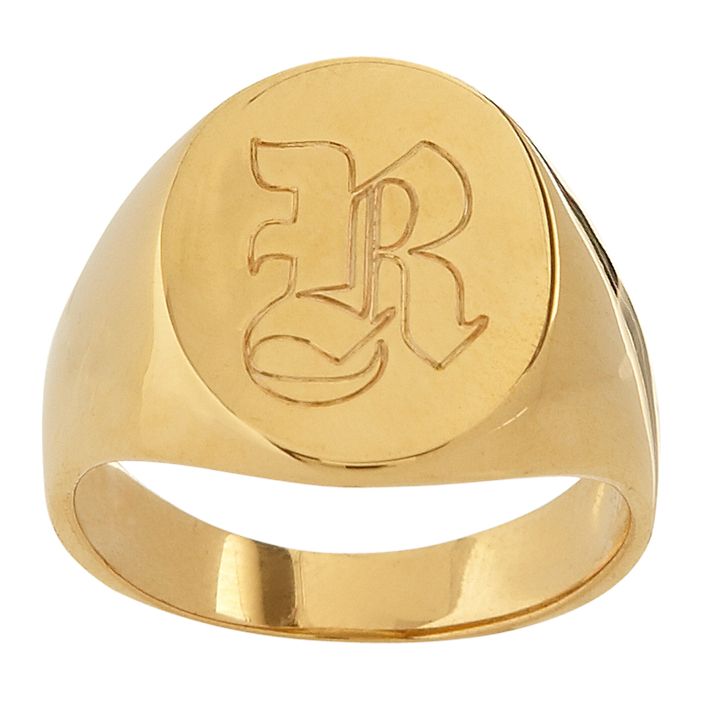 Classic Oval Signet Ring, Size 8, Gold-Plated