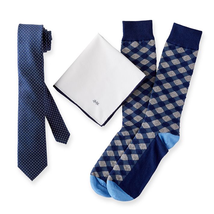 The Tie Bar x Mark and Graham Gift Set, Kyle, Navy Dot