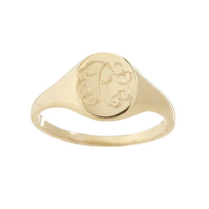 Petite Signet Ring, Size 5, Gold