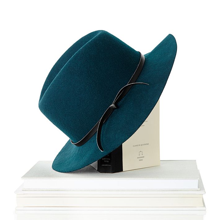 Wool Fedora Hat, Size Small, Emerald