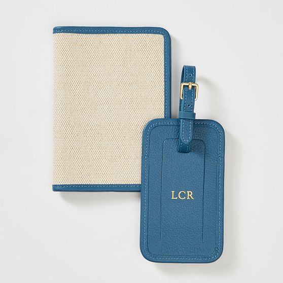 Riviera Italian Canvas Passport Case and Luggage Tag Set Mark and Graham