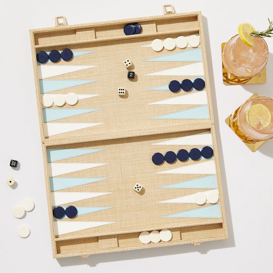 Mark & Graham Raffia Backgammon Game Set