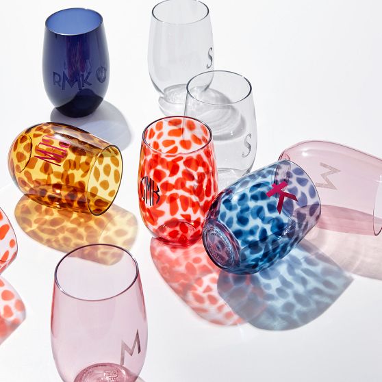 Animal Print Outdoor Stemless Wine Glasses