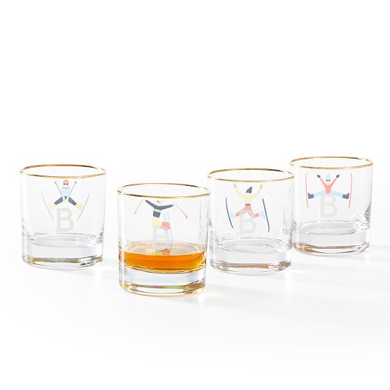 Skier Rocks Glasses, Set of 4