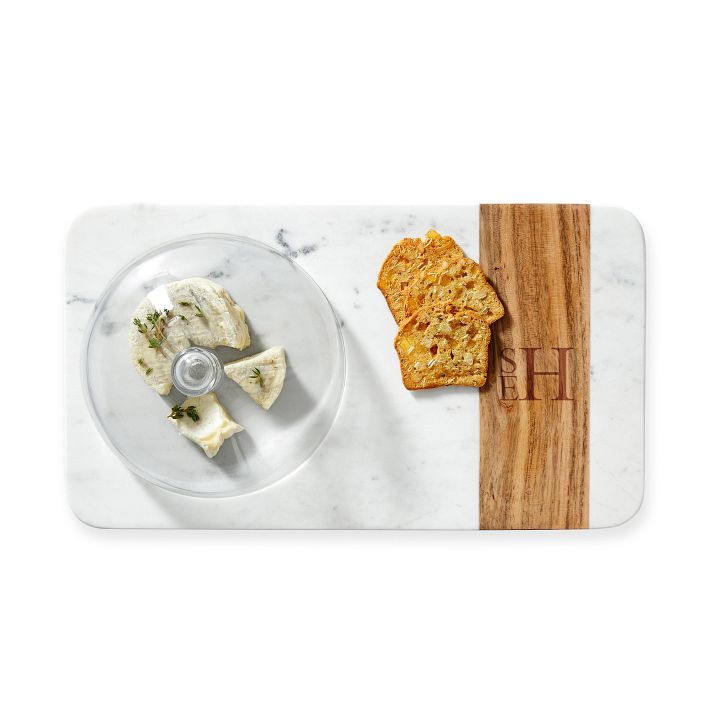 Wood and Marble Cheese Board With Cloche