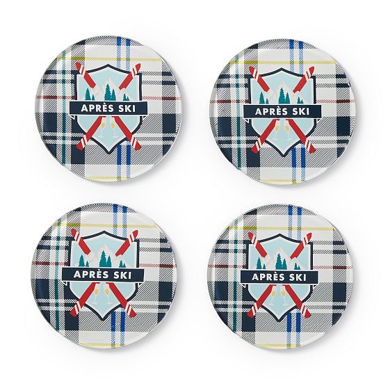 Apr&#232;s Ski Glass Coasters, Set of 4