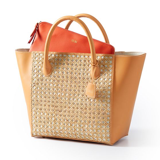 Cane and Leather Tote