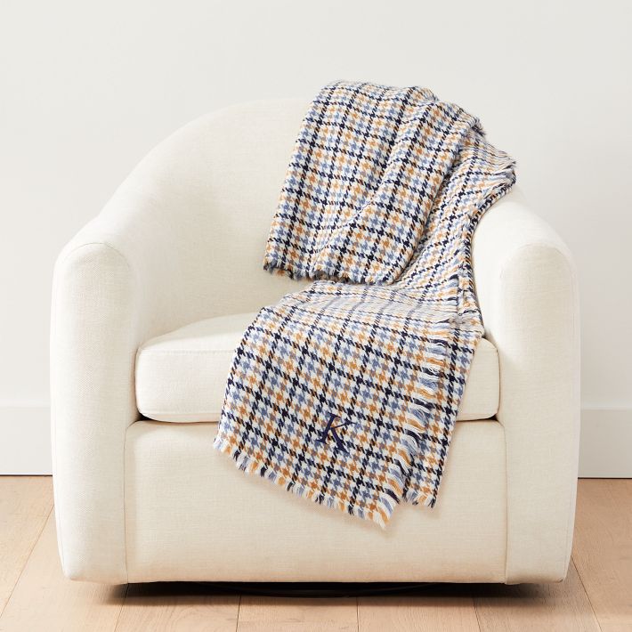 Houndstooth Plaid Throw Blanket