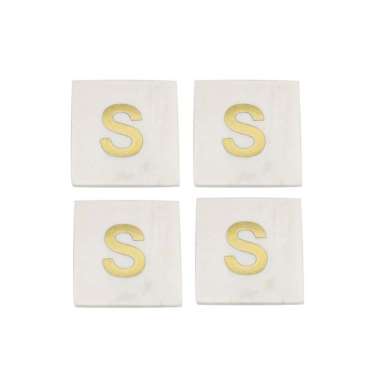 Marble Initial Coasters, Set of 4