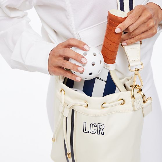 Sporty Stripe Drawstring Pickleball Tote