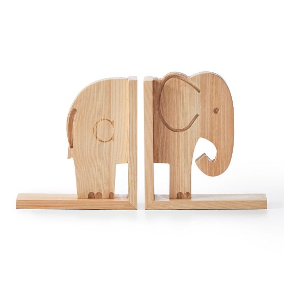 Elephant Wooden Bookends