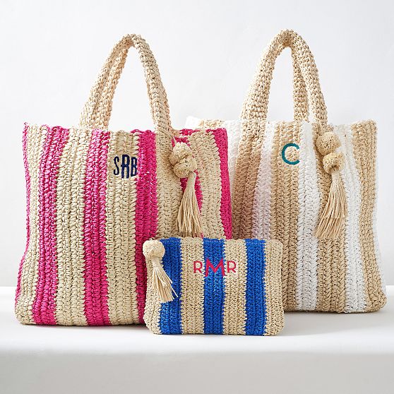 Cabana Stripe Straw Beach Tote