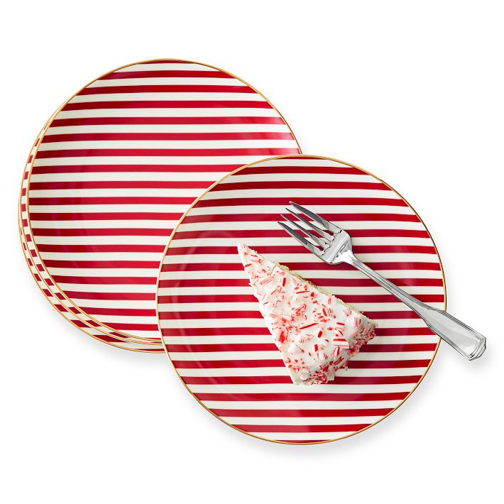 Ceramic Dessert Plate, Set of 4, Stripes